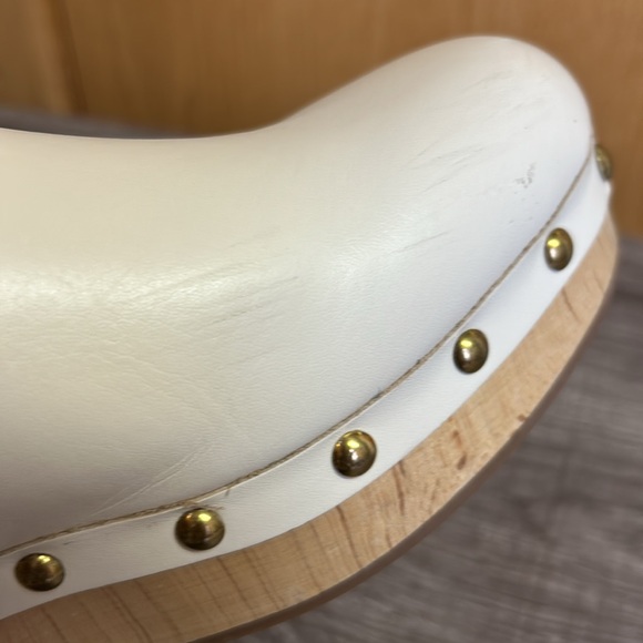 J. Crew Convertible Leather Studded Clogs Wood Slingback in Dusty Ivory 8.5 - Picture 15 of 17